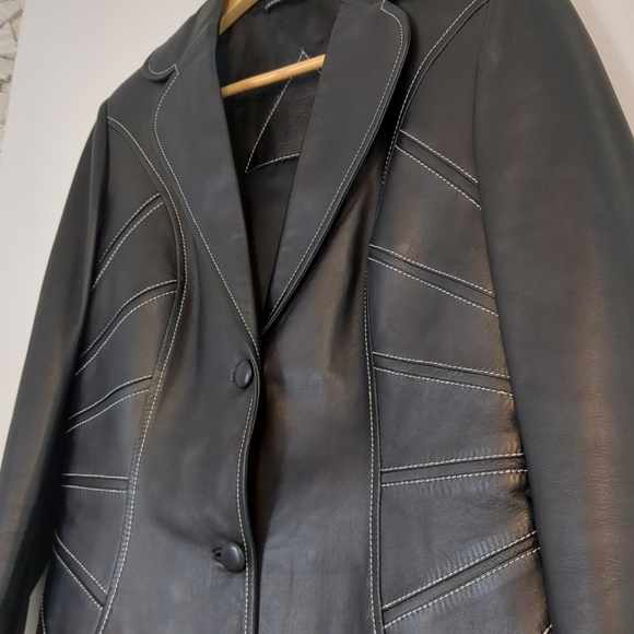 Zerimar Leather Jacket Women's Small Black Stitching Spanish Matrix Biker Party - Picture 3 of 10